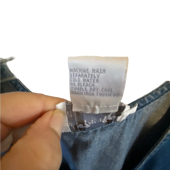 Vintage 90s Country Casuals Embroidered Love Dove Ribbon Denim /jean Maxi Dress - Picture 8 of 12